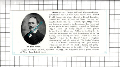 Frank Greenwood Dalston Albert Gibson Golfwood Walton on Thames  c.1905 Clipping
