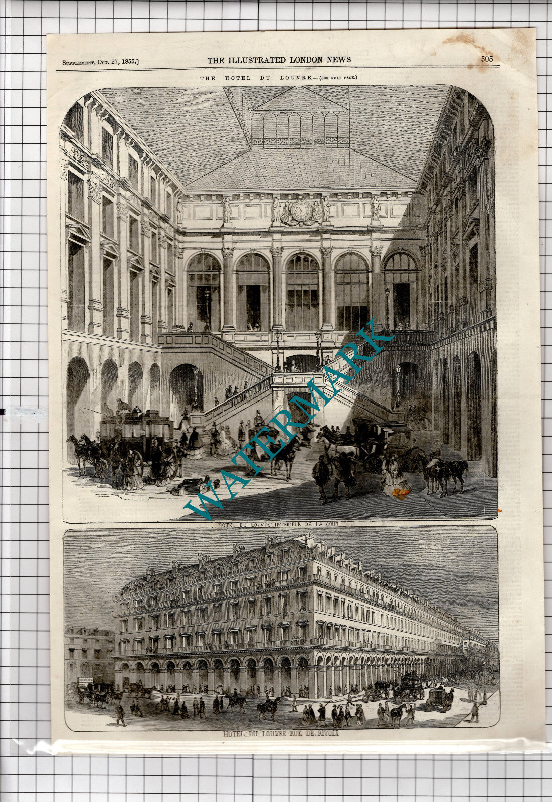 The Hotel Du Louvre Rue De Rivoli Paris France - 1855 Article