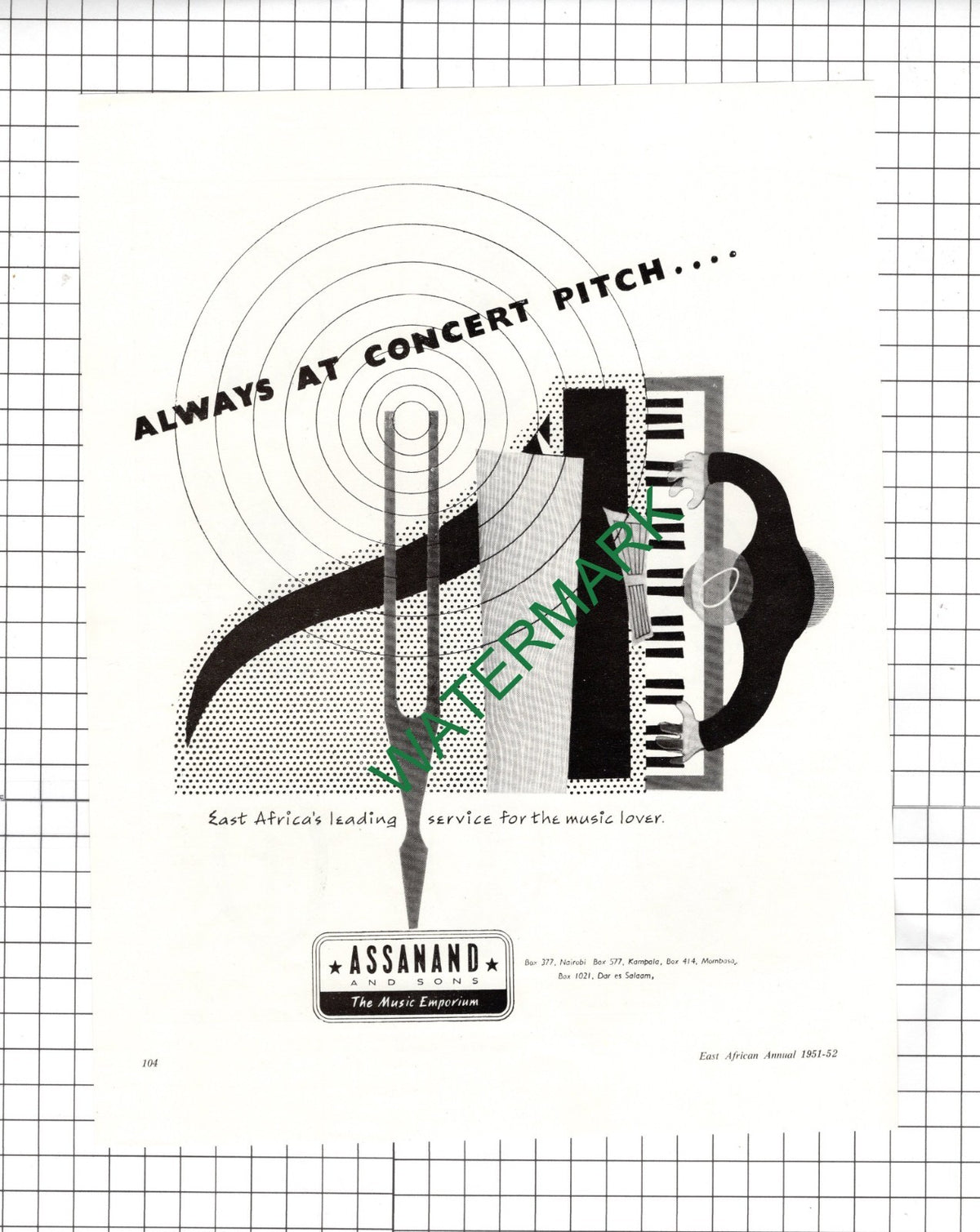 Assanand And Sons The Music Emporium Nairobi Mombasa  - 1951 Advert
