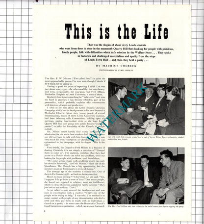 Rev Fred Milson Leeds University Chaplain Quarry Hill Flats Leeds - 1956 Article