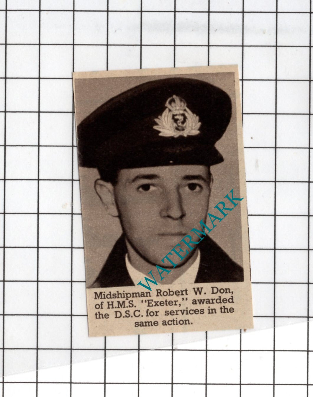 Midshipman Robert W Don HMS Exeter WW2   - 1940 SMALL News Clipping