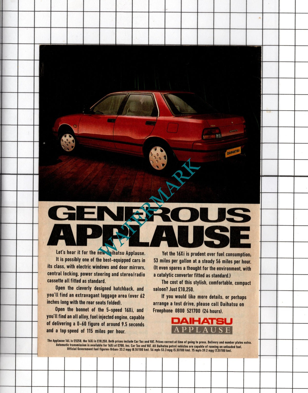 Daihatsu Applause Car ADVERT - 1990 Small Clipping