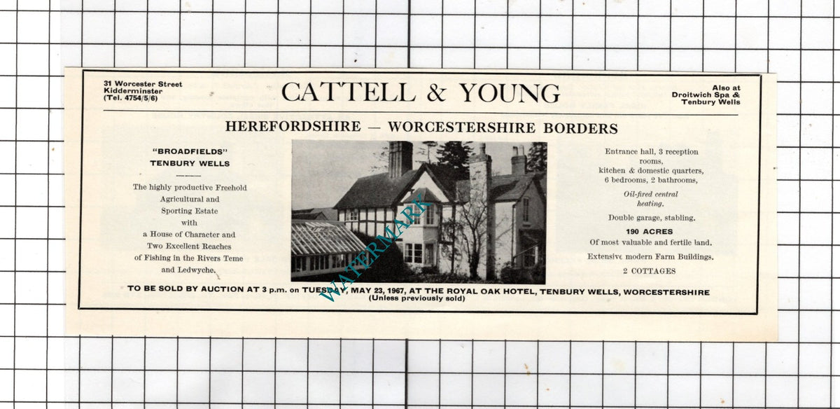 Broadfields Tenbury Wells Worcestershire - 1967 House Sale Advert