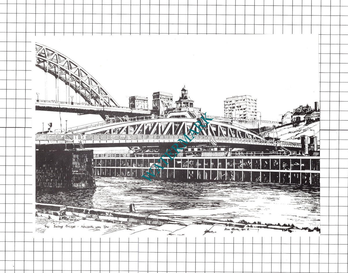 Newcastle Upon Tyne Bridges / The Swing Bridge - c.1980's Book Print