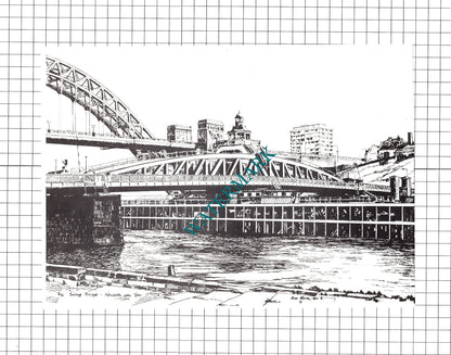 Newcastle Upon Tyne Bridges / The Swing Bridge - c.1980's Book Print