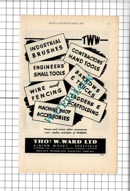 Thomas Crompton & Sons Ltd Lancashire / Thomas W Ward Ltd Sheffield- 1954 Advert