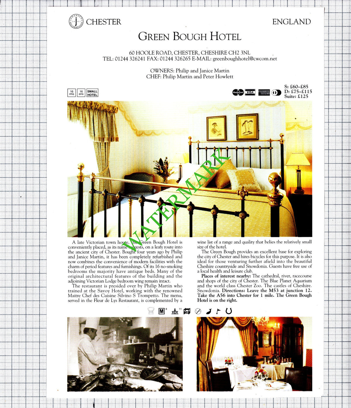 Green Bough Hotel Chester / Charlton Kings Hotel Cheltenham  -2001 Cutting