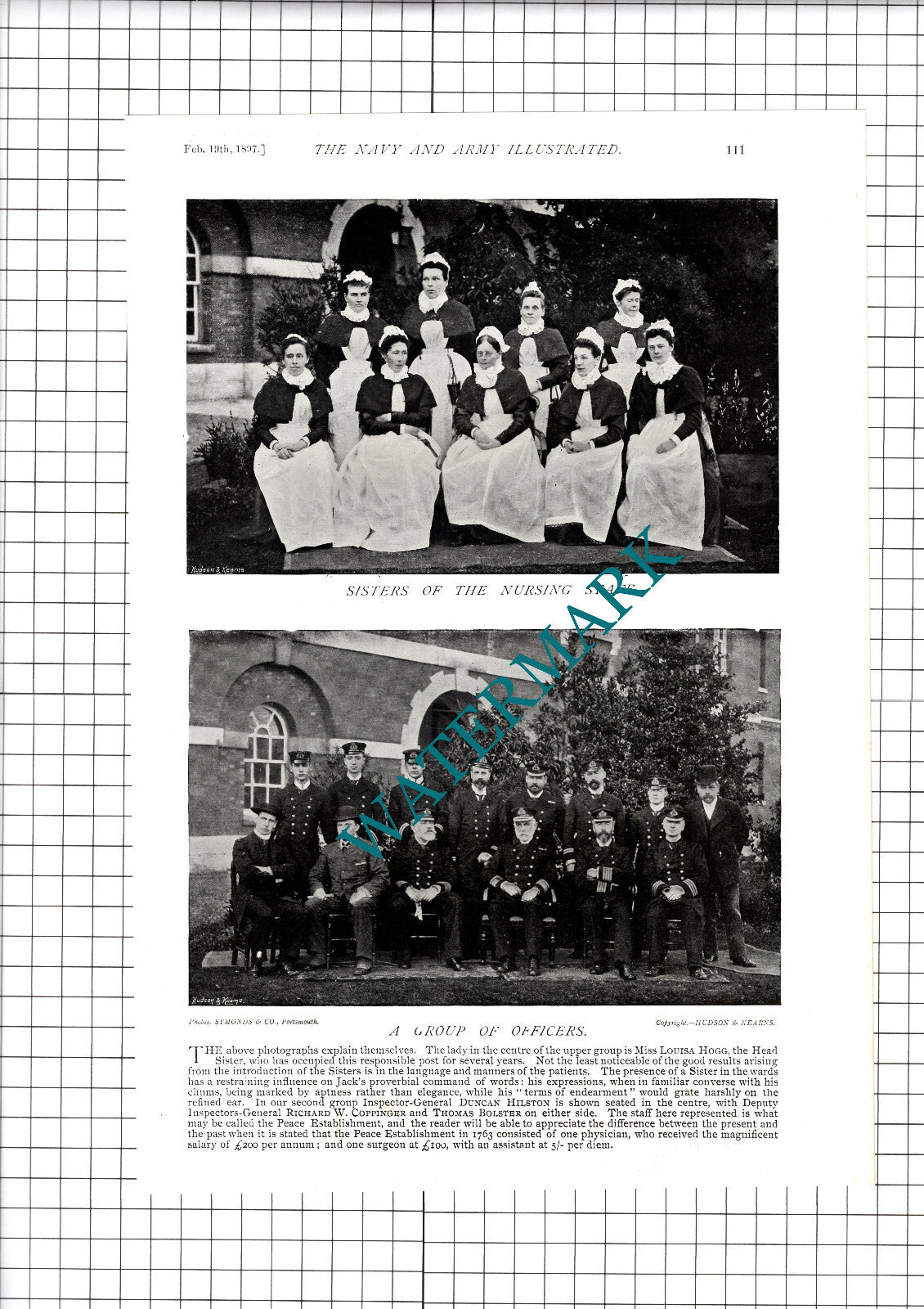 The Haslar Naval Hospital Duncan Hilston  Louisa Hogg  - 1897 Article