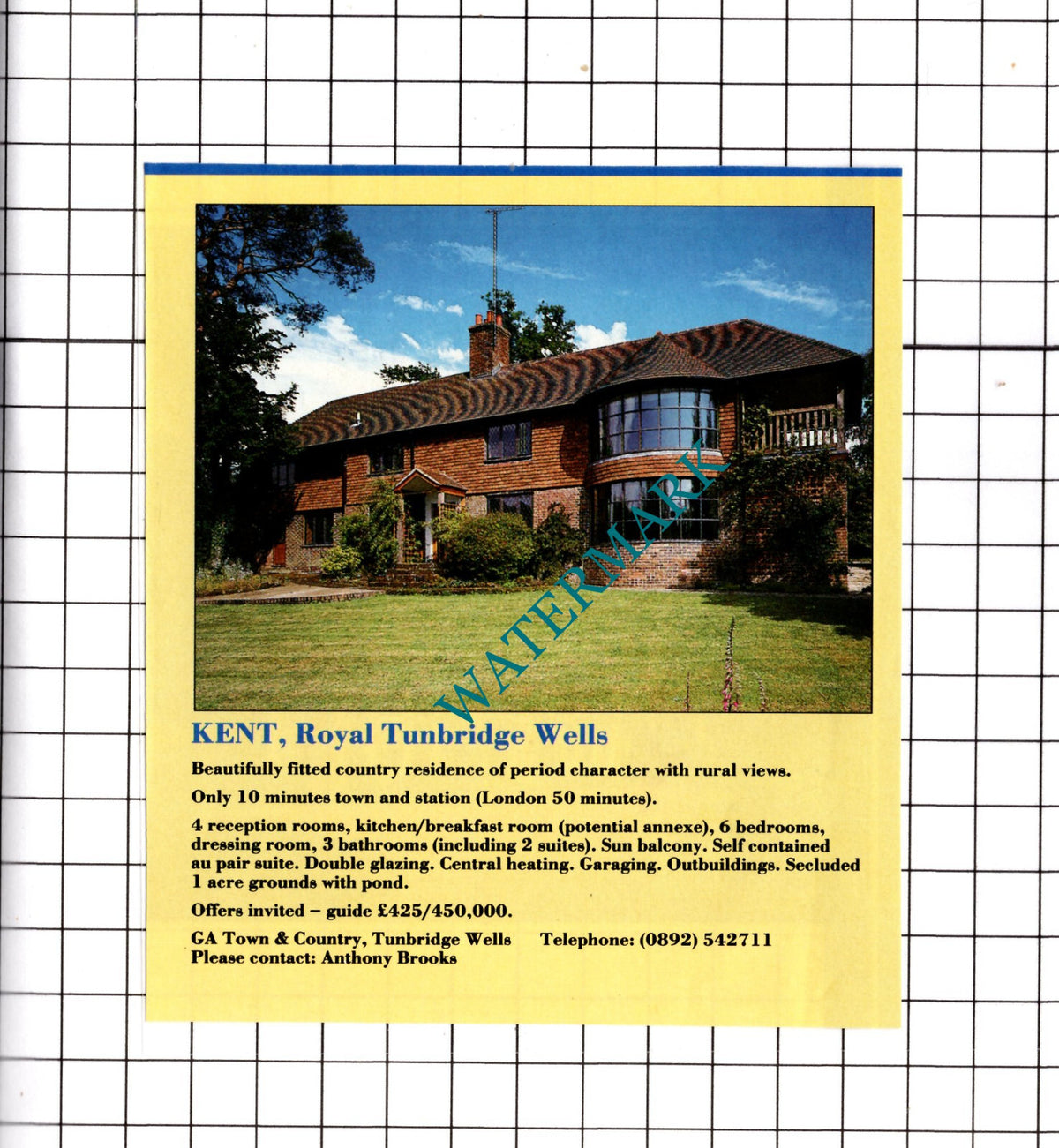 Royal Tunbridge Wells Kent House Sale Advert  - 1991 Clipping / Print