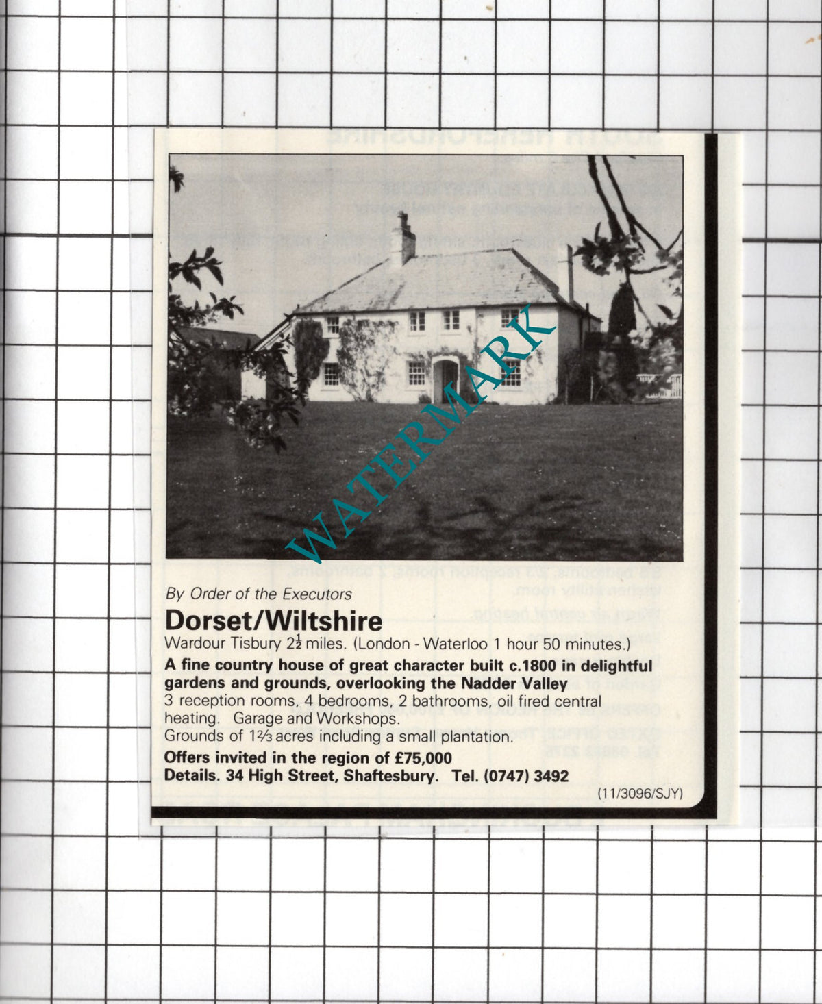 Wardour Tisbury Wiltshire House Sale Advert - 1981 Small Cutting