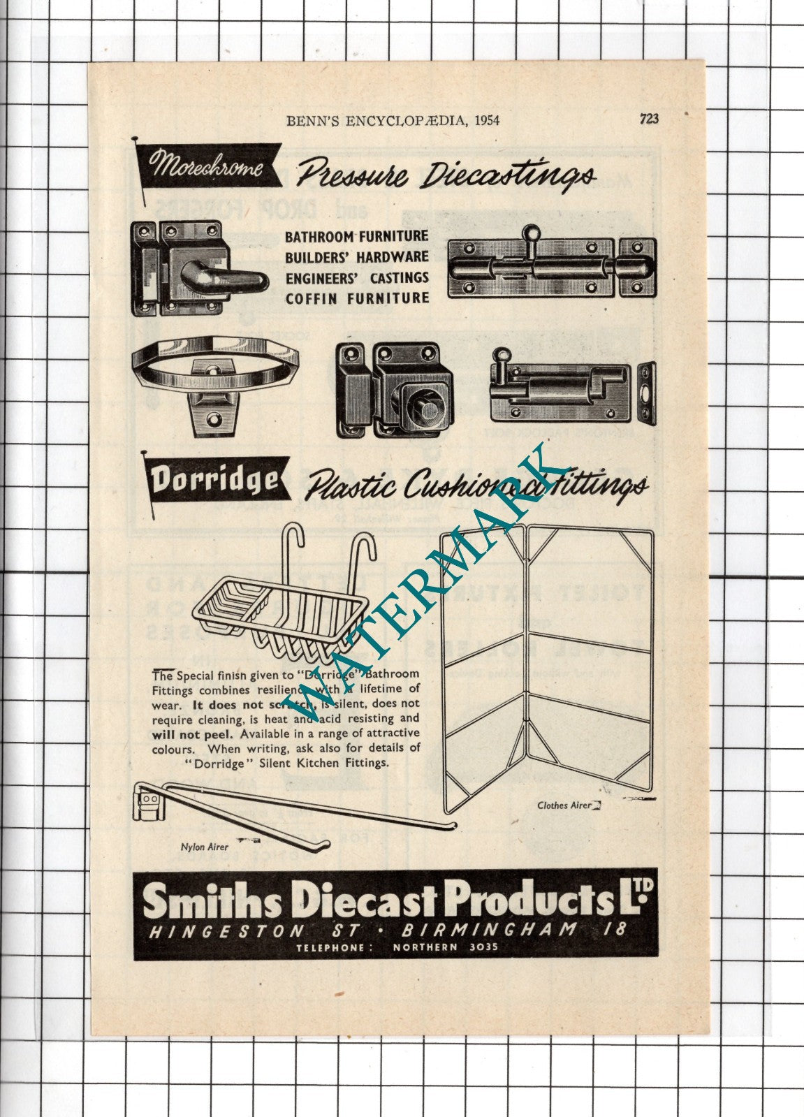 Smiths Diecast Products Ltd Birmingham George Dyke & Son Ltd Staffs  1954 Advert