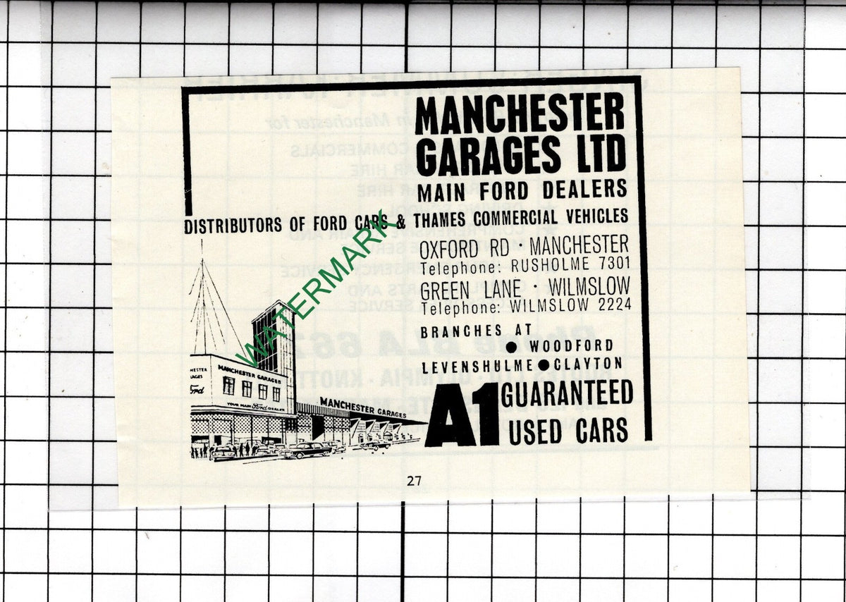 Manchester Garages Ltd Wilmslow Manchester - 1965 Small Advert