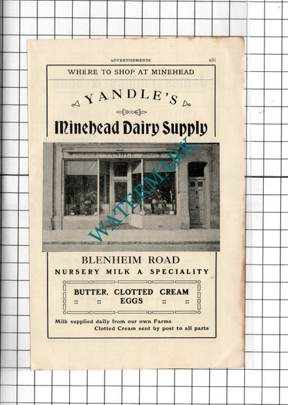 Yandle's Yandle Minehead Somerset / James Phillips & Son Minehead  c.1923 Advert