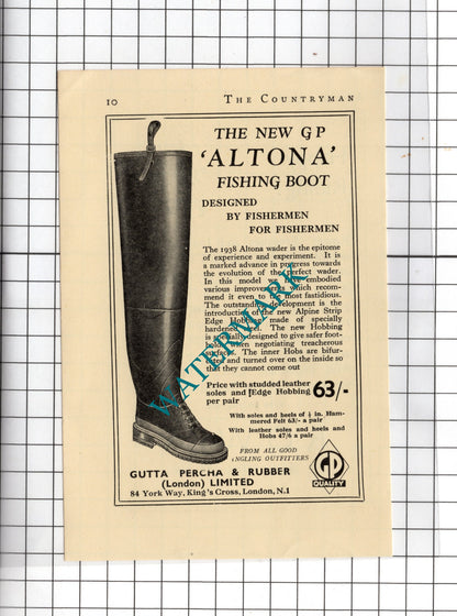 Gutta Percha & Rubber London Ltd Altona / Rowes London Riding  - 1938 Advert