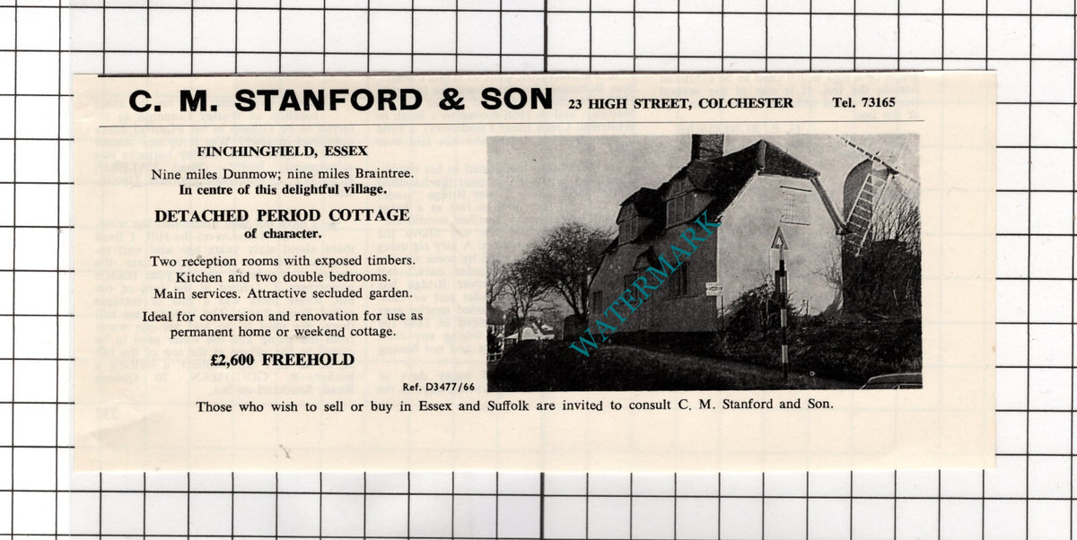 Finchingfield Essex House Sale Advert - 1964 Cutting
