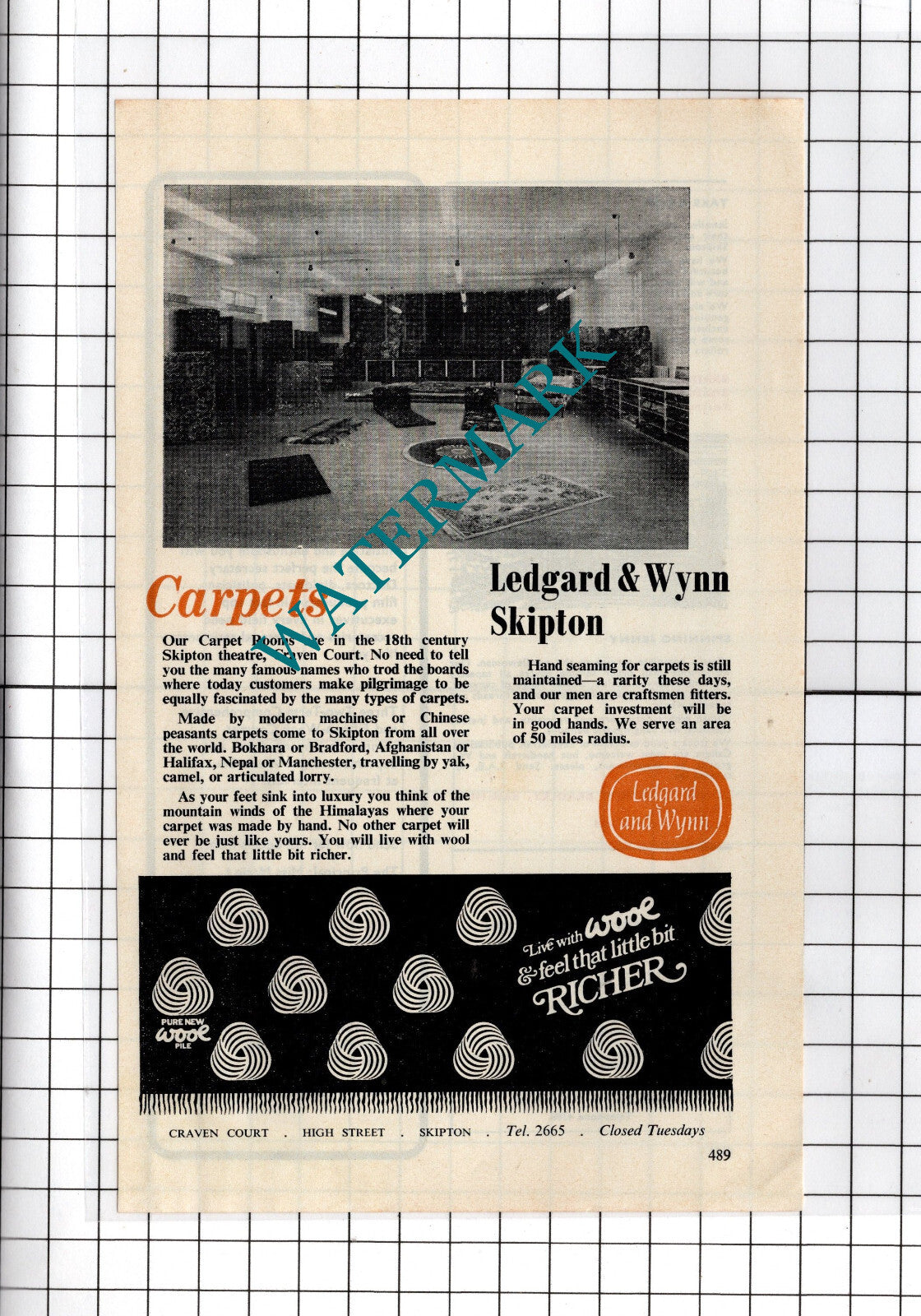 Ledgard & Wynn Skipton Yorkshire  - 1972 Advert