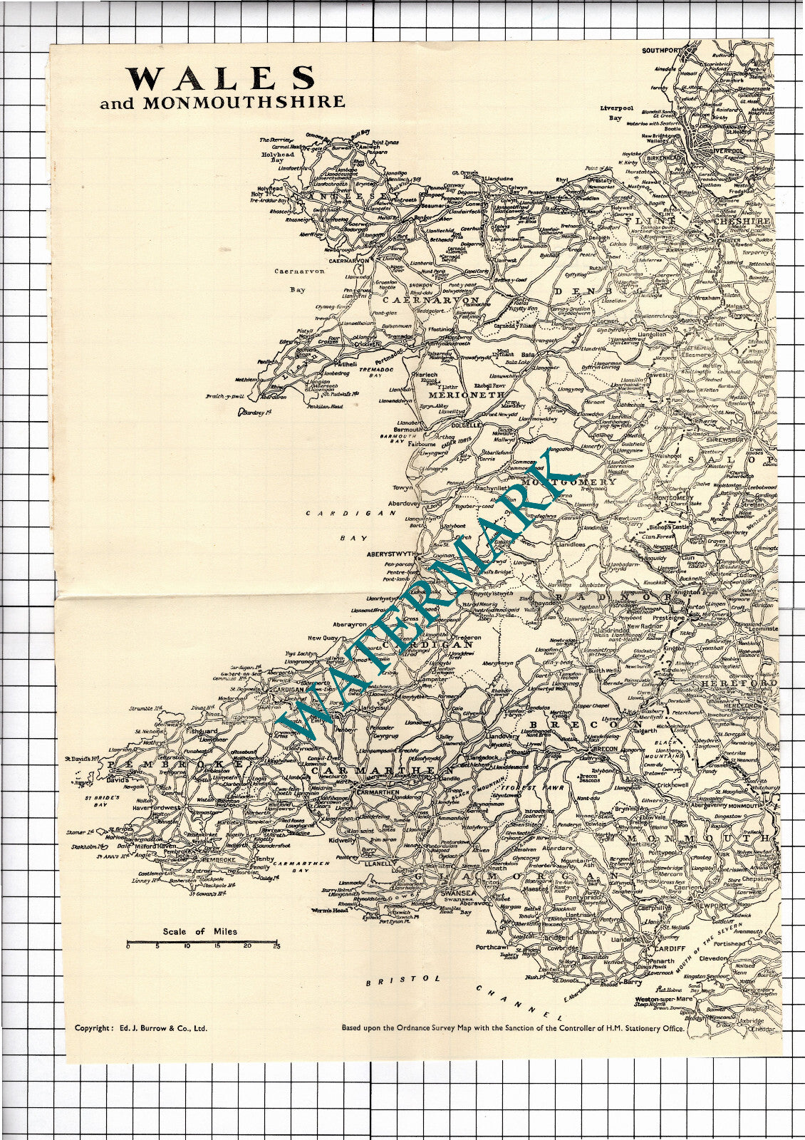 Wales and Monmouthshire  - 1953 Small Folded Map