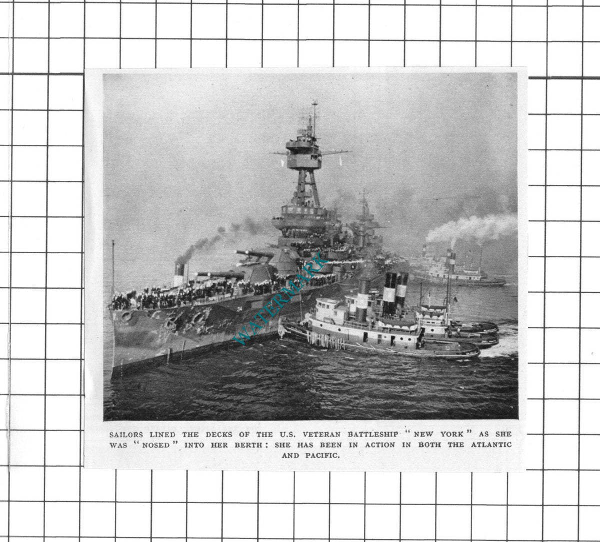 US Battleship NEW YORK Ship - 1945 Small Clipping