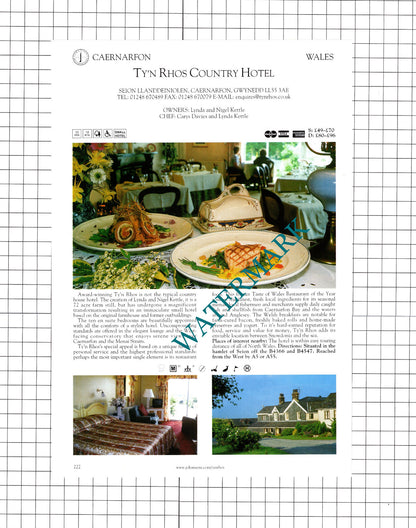Ty'n Rhos Hotel Caernarfon  / Tan-y-Foel Capel Garmon Wales -2001 Cutting
