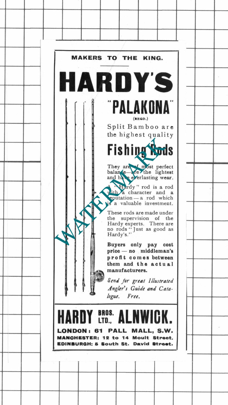 Hardy Bros Ltd Alnwick Fishing Rods Small Advert - 1914 Clipping