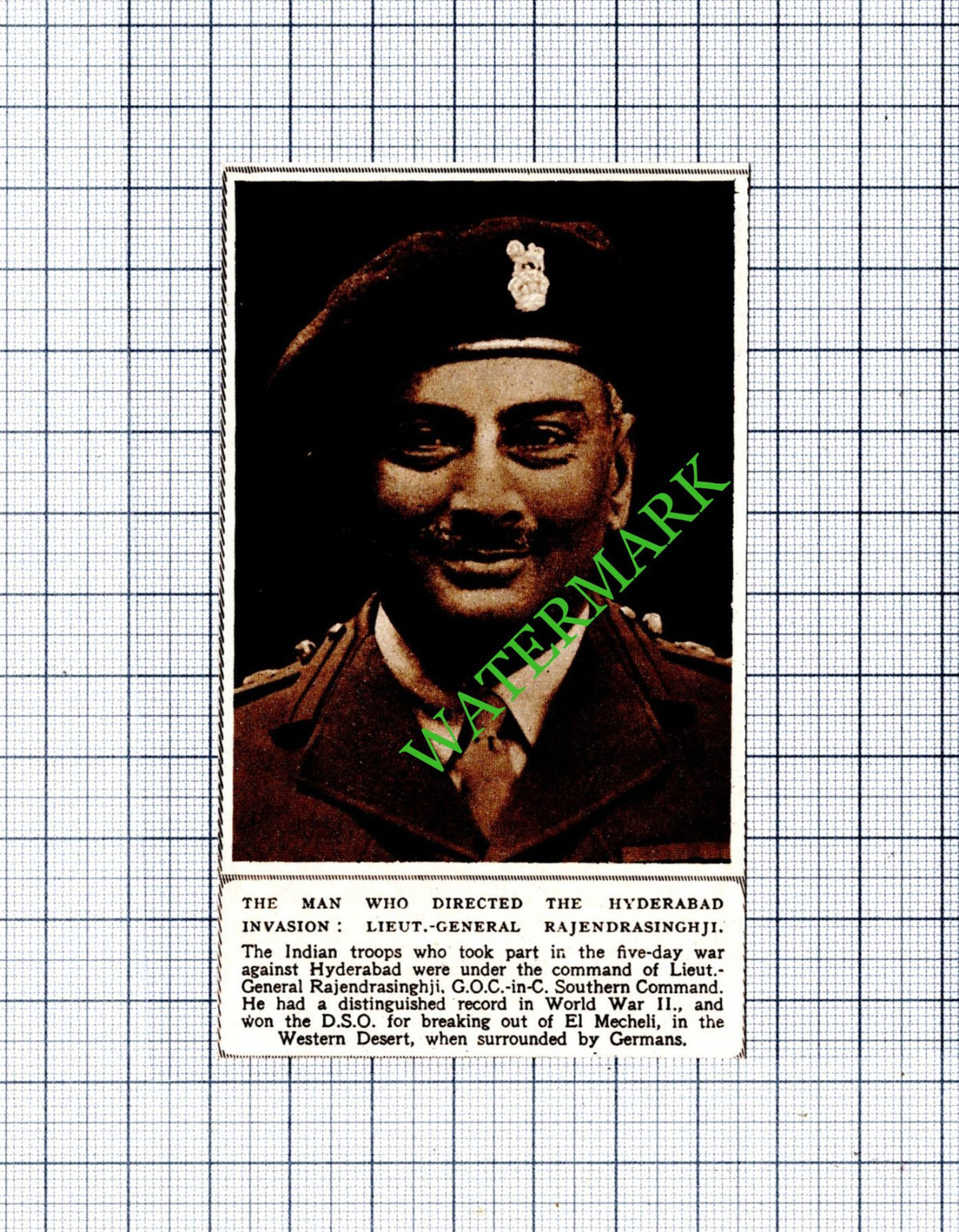 Lt Gen Rajendrasinghji  Hyderabad Invasion - 1948 Small Cutting
