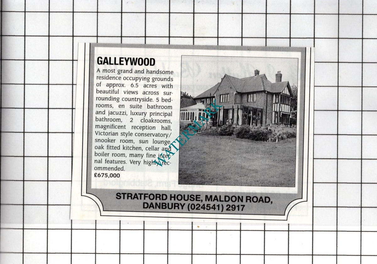 Galleywood Essex  - 1991 SMALL House Advert