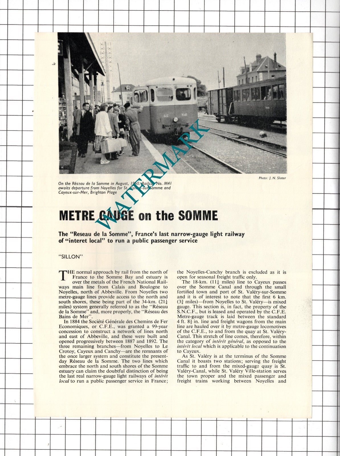 The Reseau de la Somme Light Railway France Sillon  - 1966 Article
