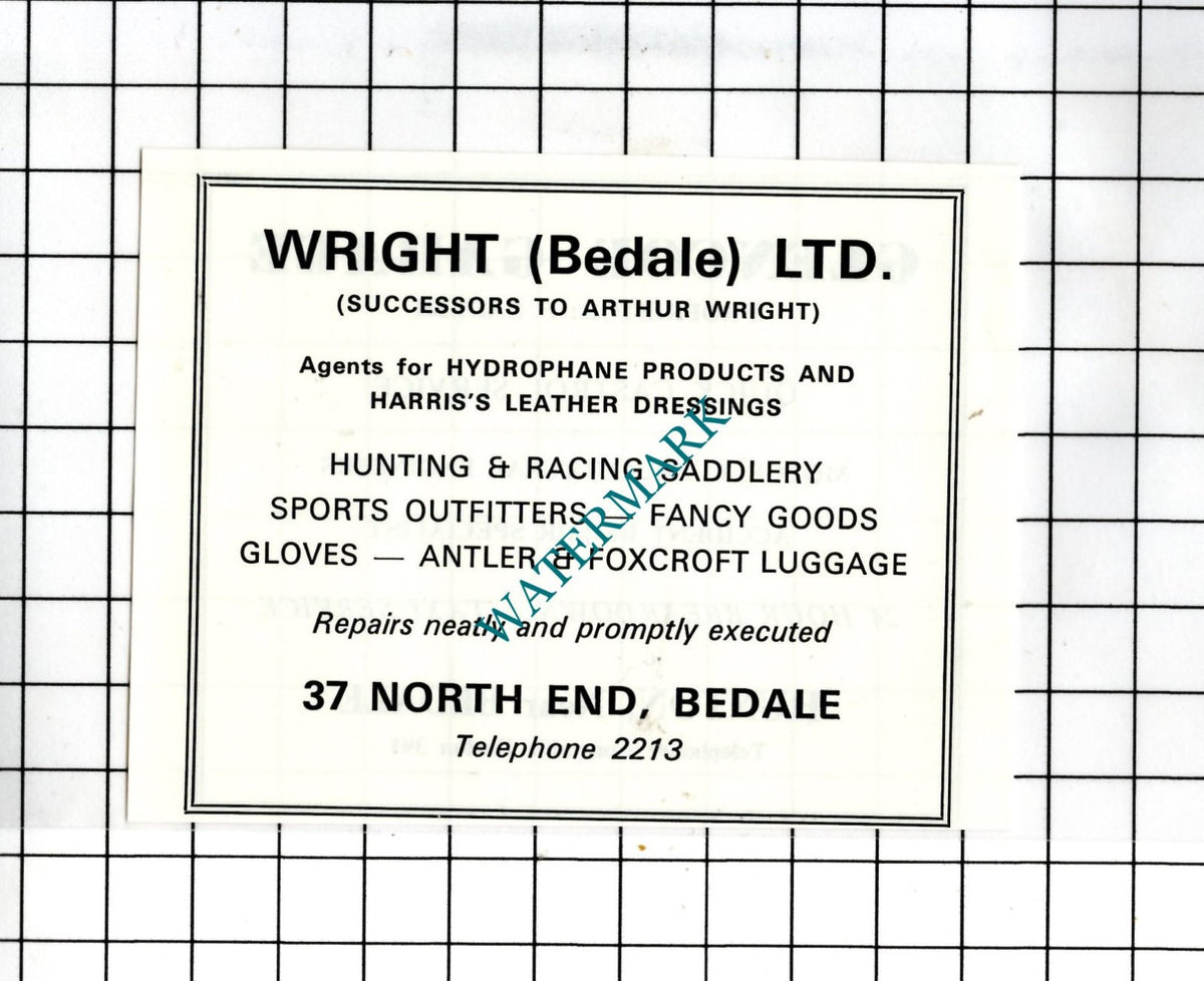 Wright (Bedale) Ltd Arthur Wright / Glencoe Garage Hunton -c.1968 Small Advert