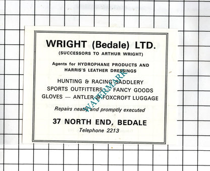 Wright (Bedale) Ltd Arthur Wright / Glencoe Garage Hunton -c.1968 Small Advert
