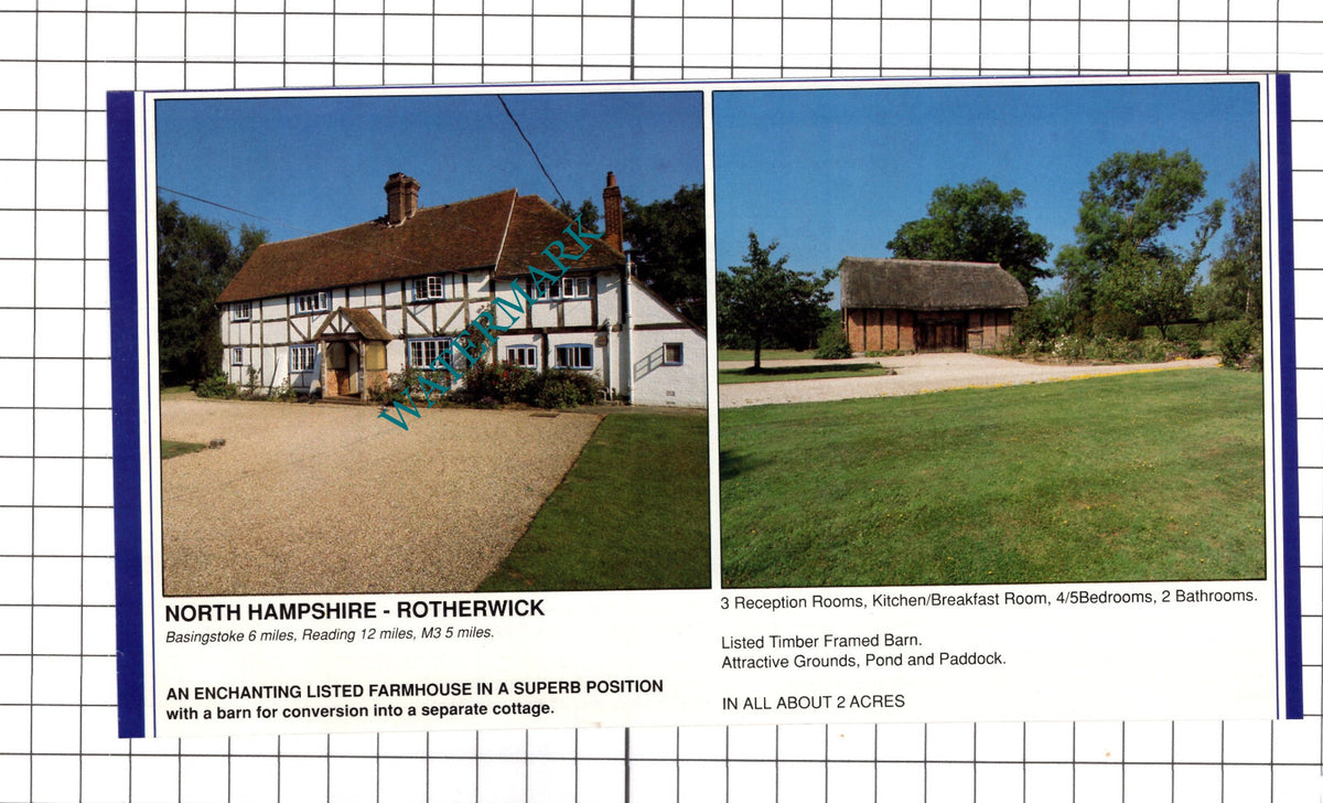 Rotherwick Hampshire House Sale Advert  - c.1990 Clipping / Print