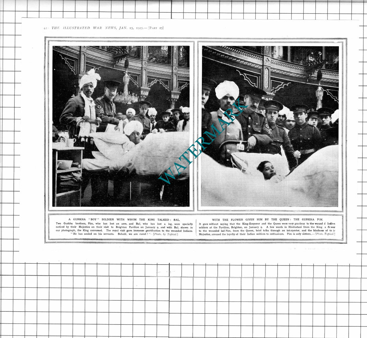 Gurkha Boy Soldier Brothers Bal and Pim Brighton Pavilion - 1915 Book Print