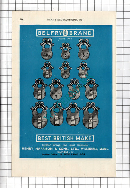 Thomas Sanders Ltd Birmingham / Henry Harrison & Sons Ltd Willenhall 1954 Advert