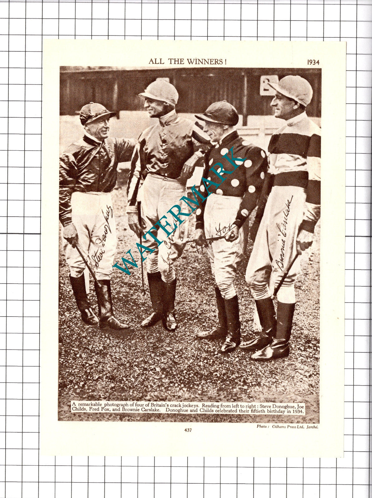 Steve Donoghue Joe Childs Fred Fox Brownie Carslake Jockey  - 1930s Clipping
