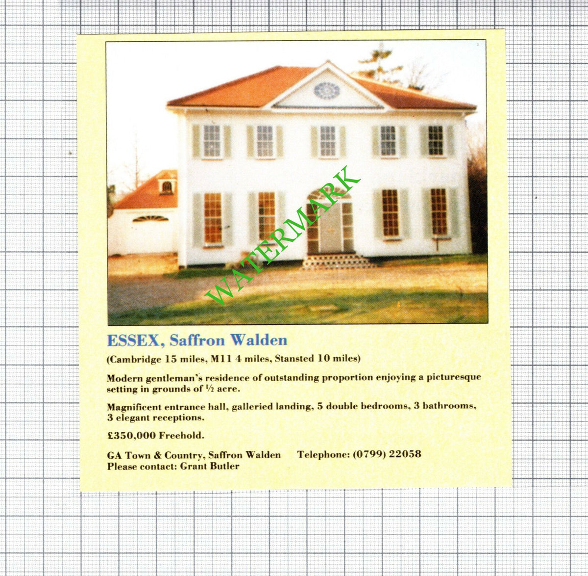 Saffron Walden Essex   House Sale Advert - 1991 Cutting