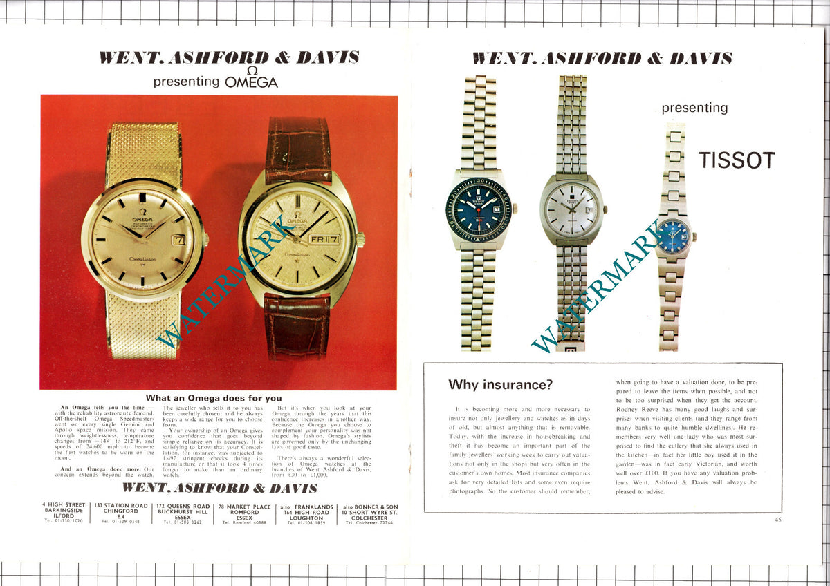 Went Ashford & David Jewellers Of Essex Advert - 1972 Folded Pullout / Print