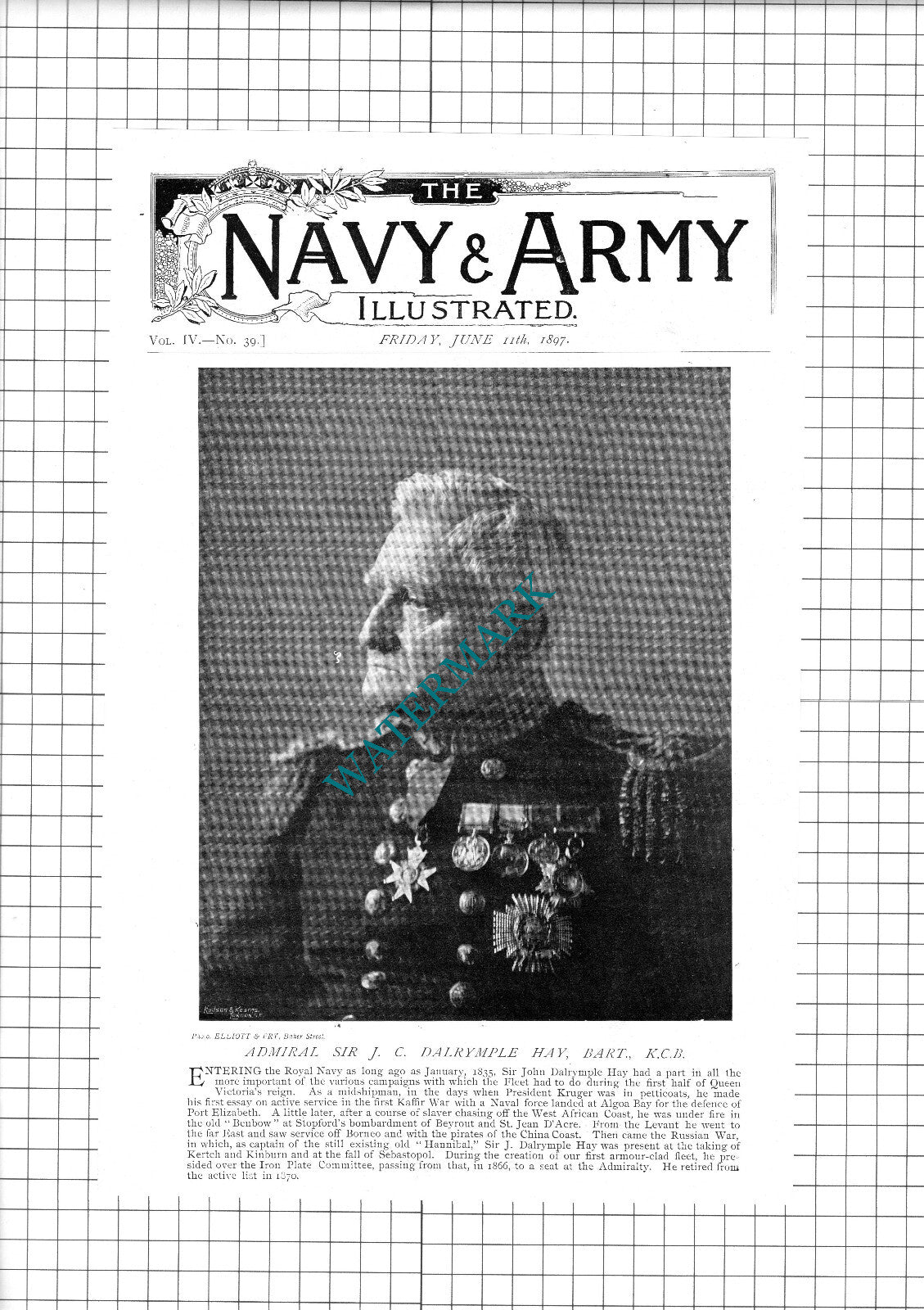 Admiral Sir John Dalrymple Hay  - 1897 Book Print