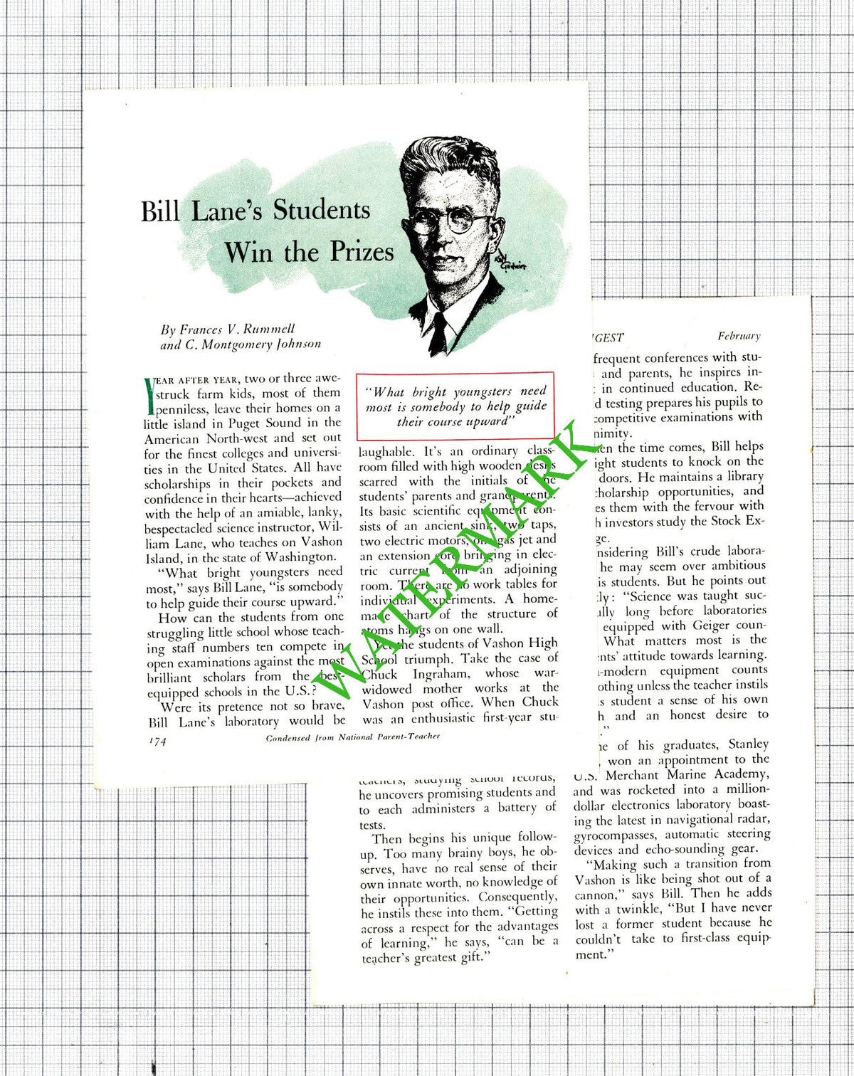 Bill William Lane Vashon Island Washington USA  - 1955 Article
