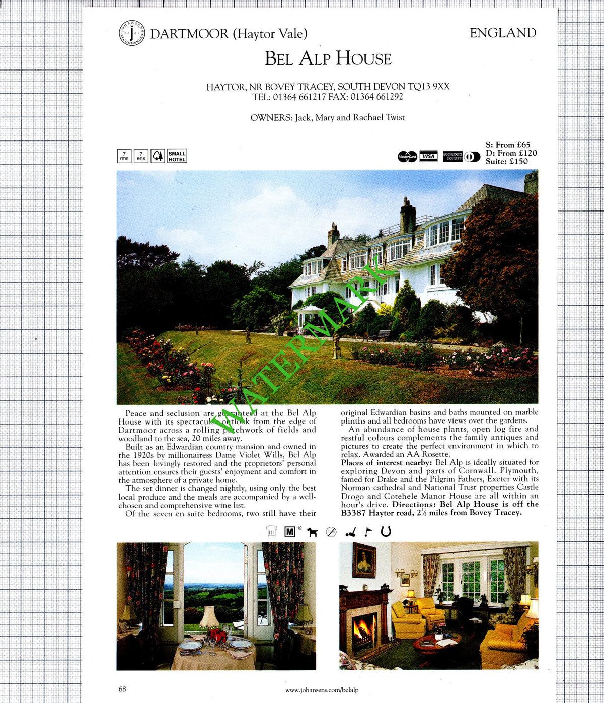 Bel Alp House Haytor Devon / Coombe House Hotel Coleford Crediton - 2001 Cutting