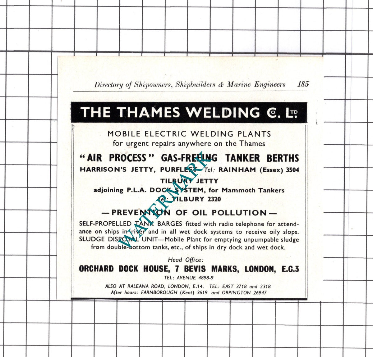 Carville Engineering Wallsend / Thames Welding Co London - c.1957 Small Advert