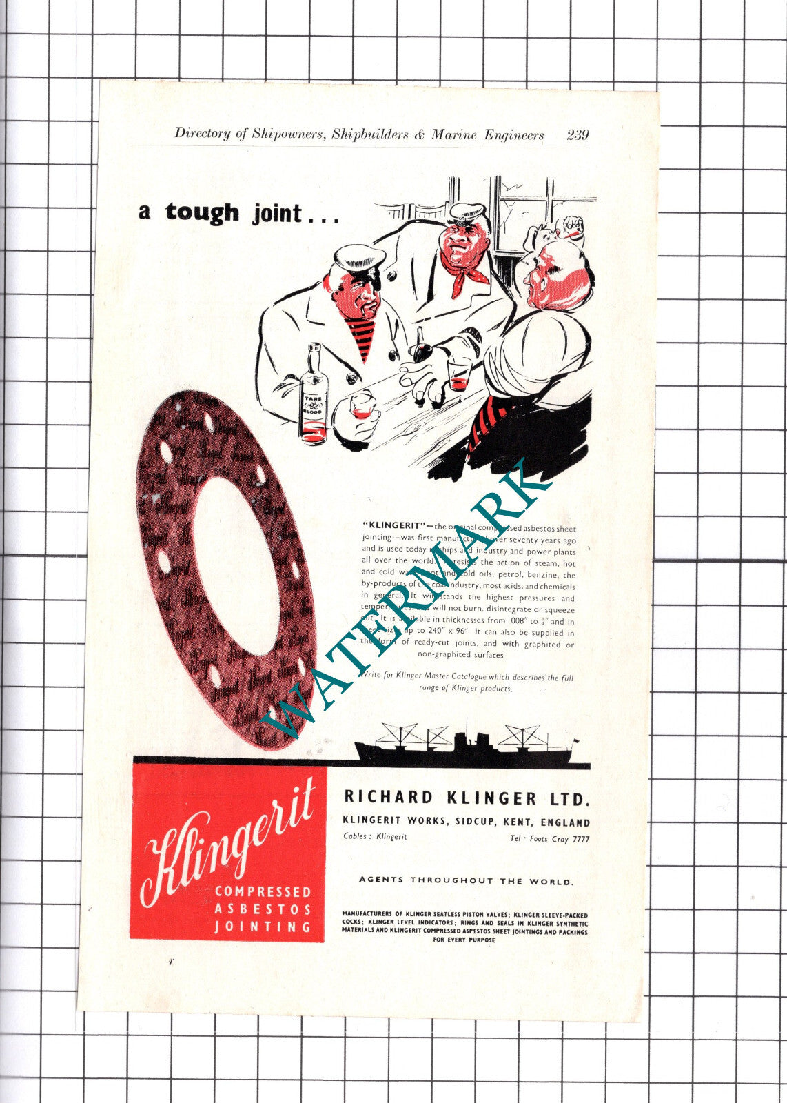 Richard Klinger Ltd Sidcup Kent / G Brady & Co Manchester ADVERT - c.1957