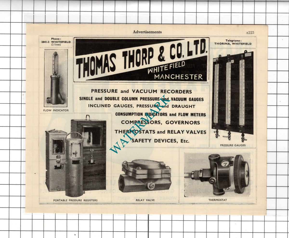 Thomas Thorp & Co Ltd Whitefield Manchester - 1951 Advert