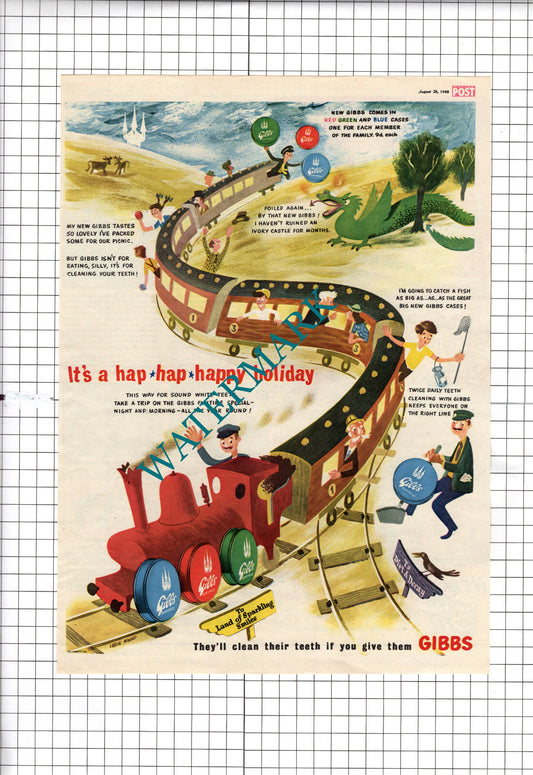 Gibbs Tooth Powder Train Railway - 1948 VINTAGE ADVERT
