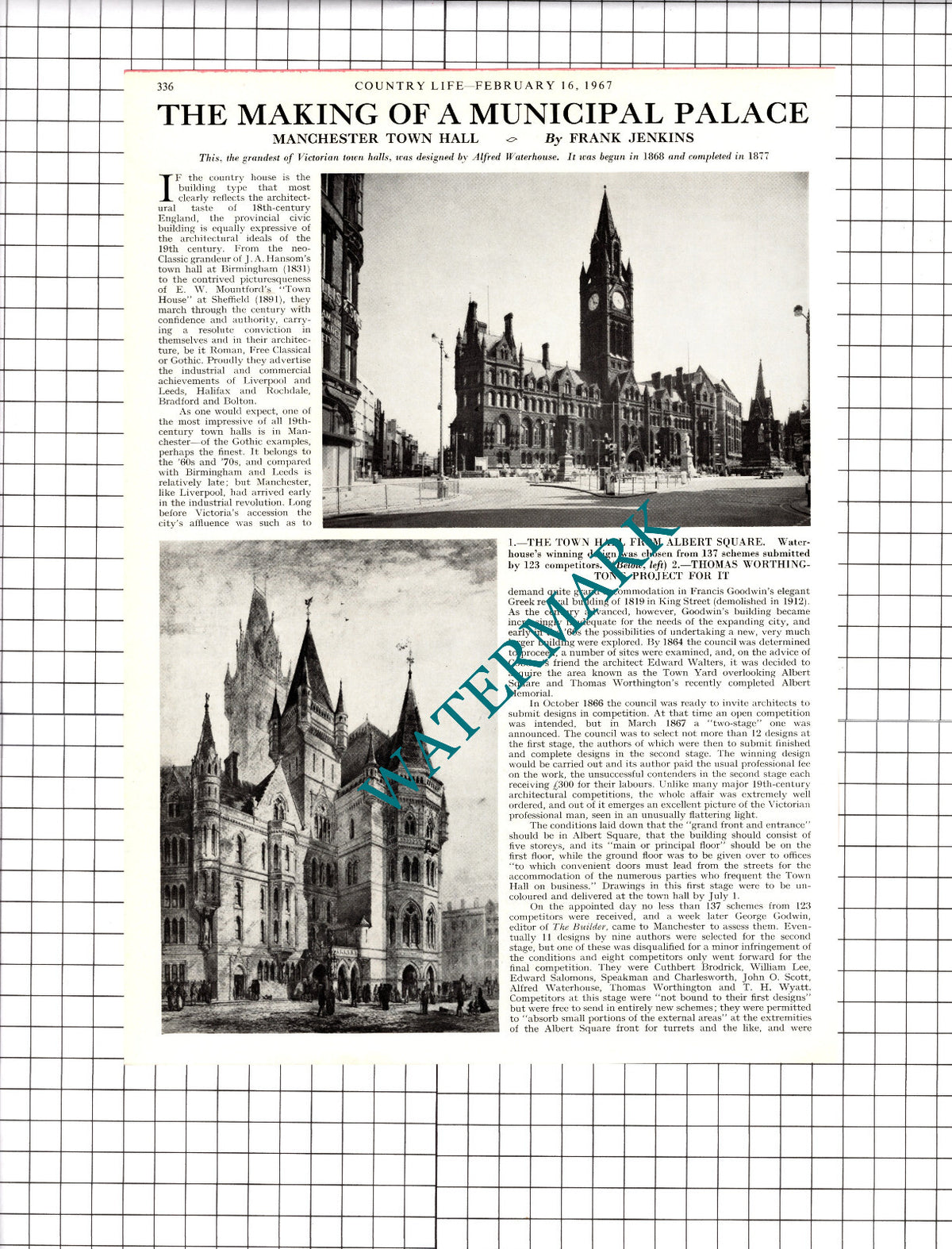 Manchester Town Hall - 1967 Article / Print