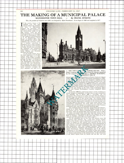 Manchester Town Hall - 1967 Article / Print