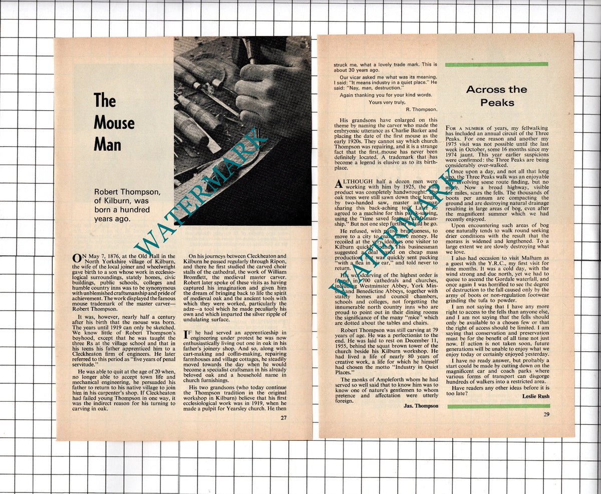 Robert Thompson Of Kilburn North Yorkshire - 1976 Small Article