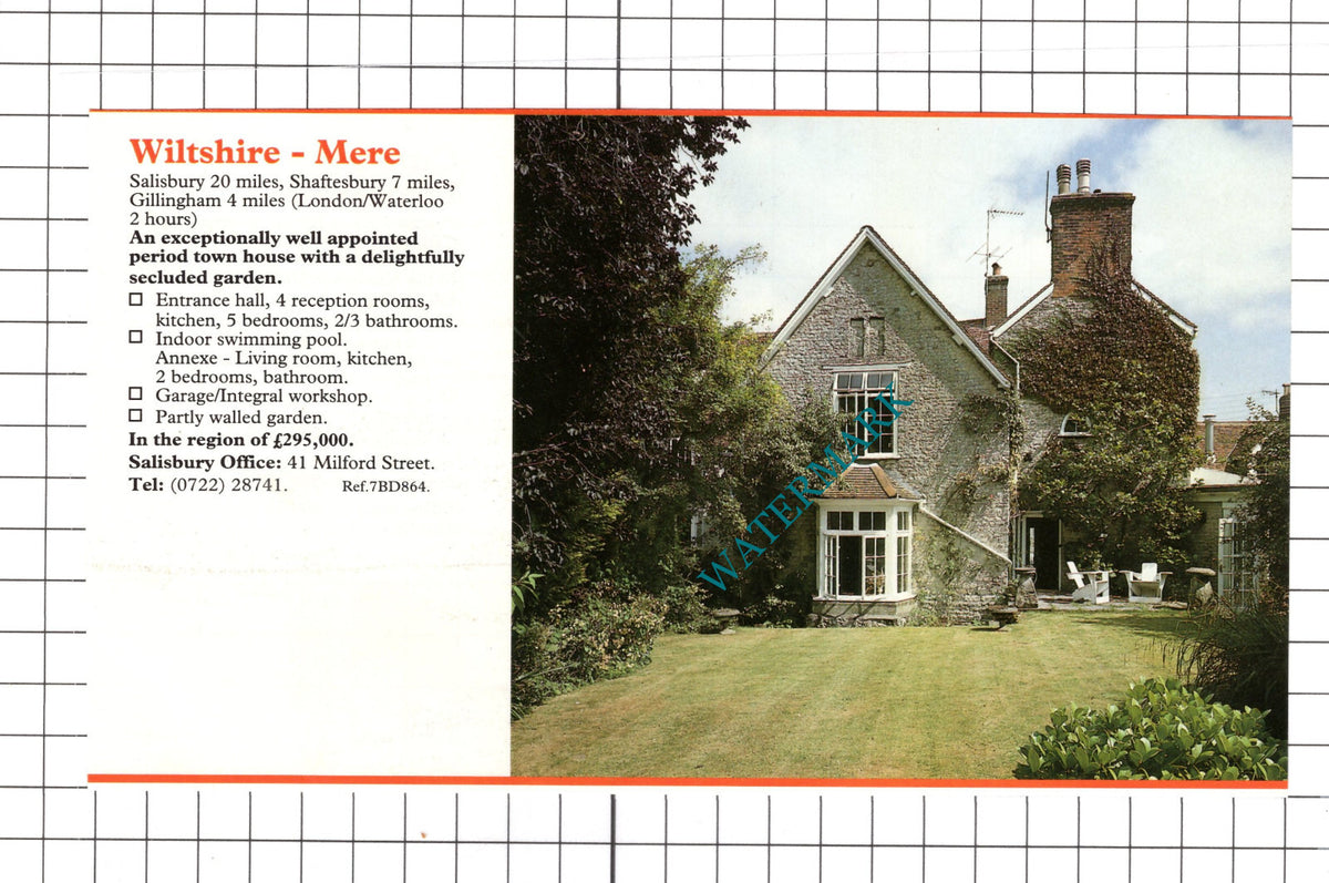 Mere Wiltshire / Brougham Cumbria House Sale Advert - c.1990 Clipping
