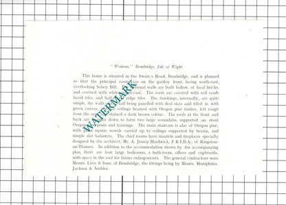 Westons Swains Road Bembridge Isle of Wight Jessop Hardwick 1911 Article / Print