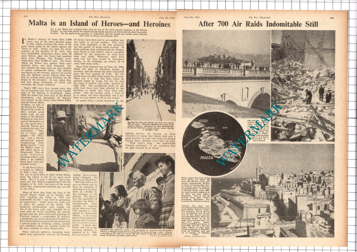 Malta Air Raids World War Two WW2  -  1941  Two-Part Clipping