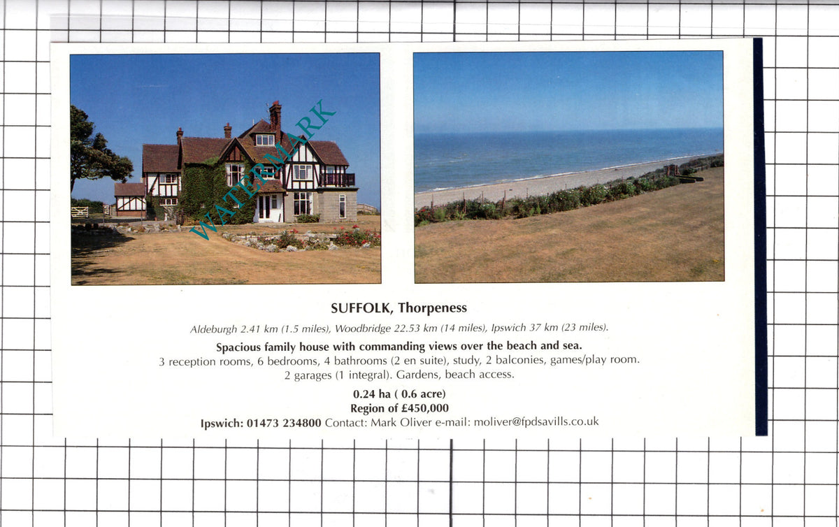 Thorpeness Suffolk House Sale Advert - 1998 Clipping