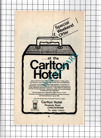 Carlton Hotel Cheltenham   / Langley Winchcombe Paul Spencer - 1970's Advert
